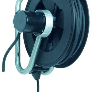 Enrouleur de câble électrique industriel Nederman 793, tambour noir sur berceau en acier galvanisé