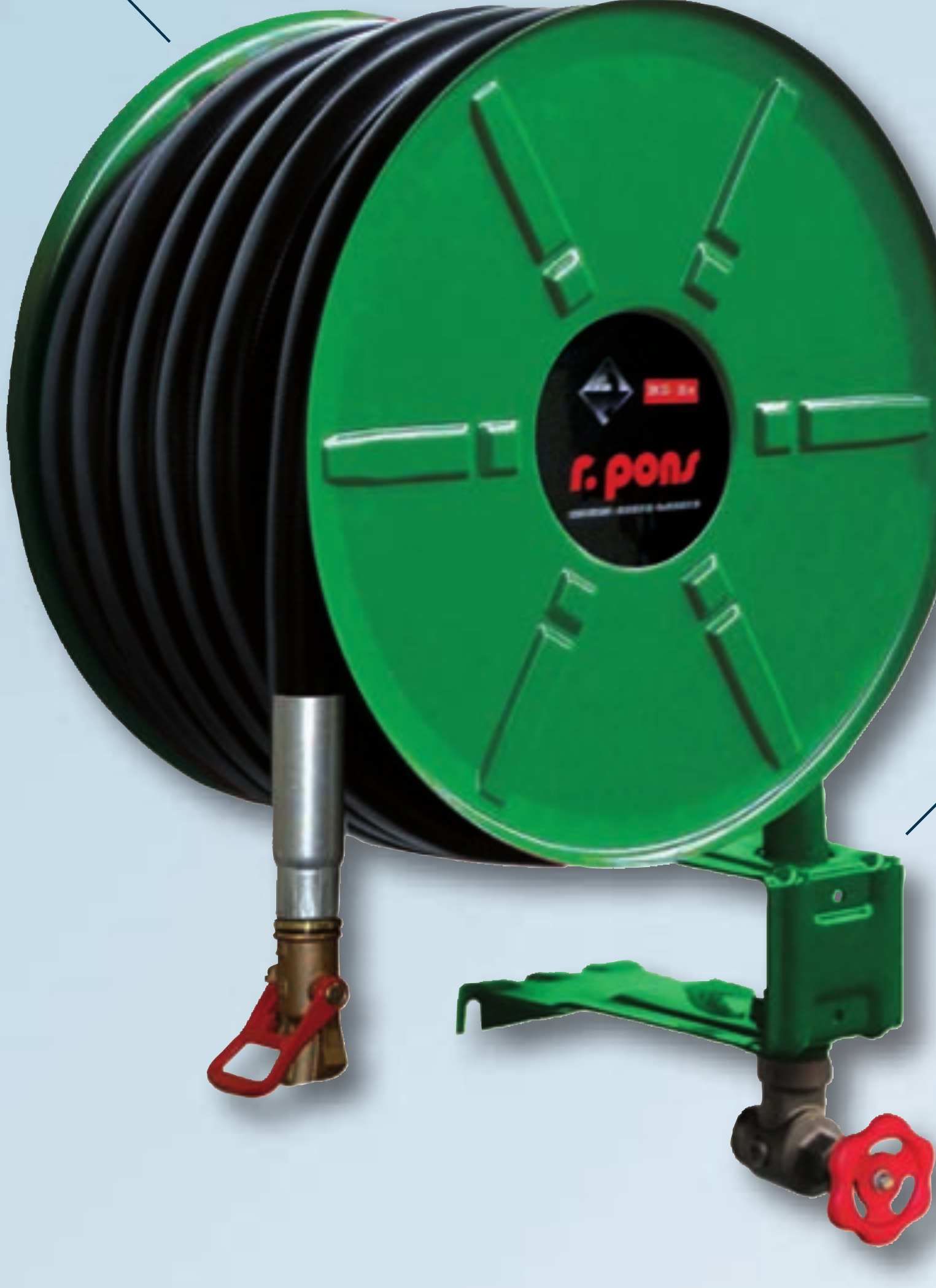 Poste d'eau pivotant vert R. Pons pour lavage industriel